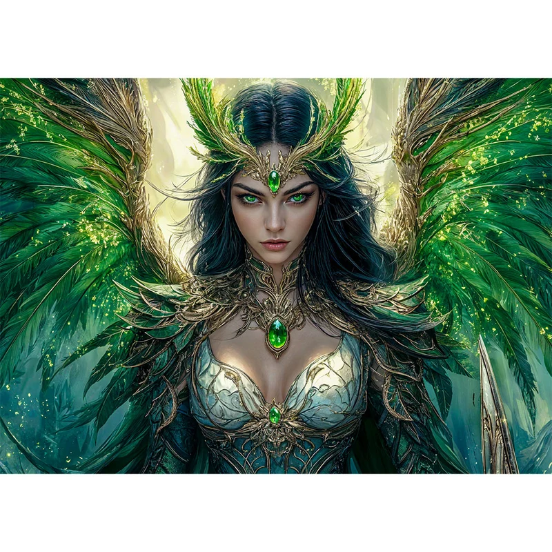 5D Diamond Painting – Smaragdkriegerin