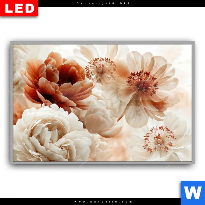 Leuchtbild Acrylglas Canvalight® DIA | Pfingstrosen im Morgenlicht | Querformat