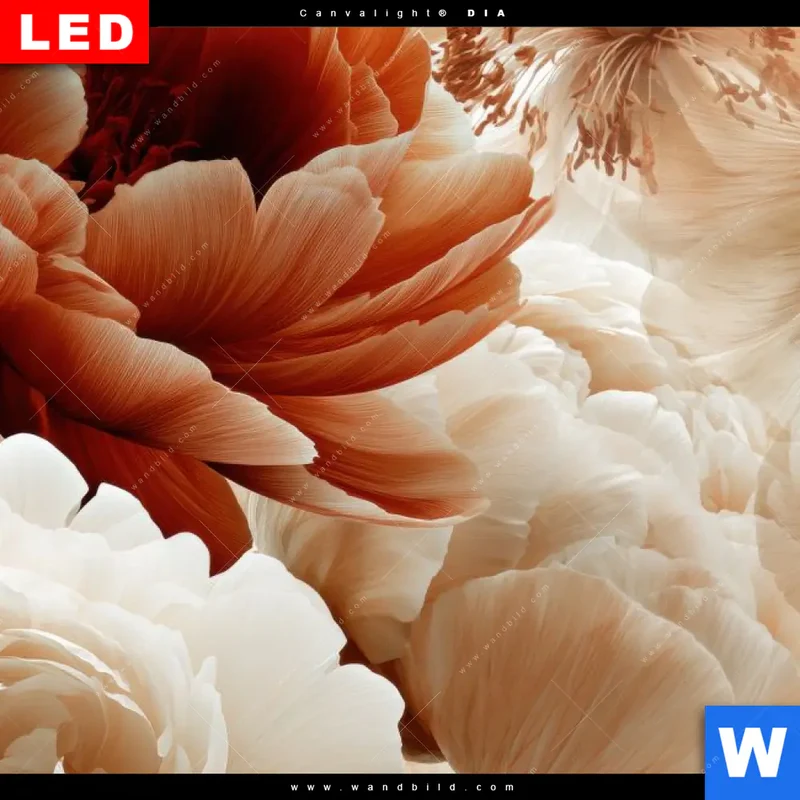 Leuchtbild Acrylglas Canvalight® DIA | Pfingstrosen im Morgenlicht | Querformat