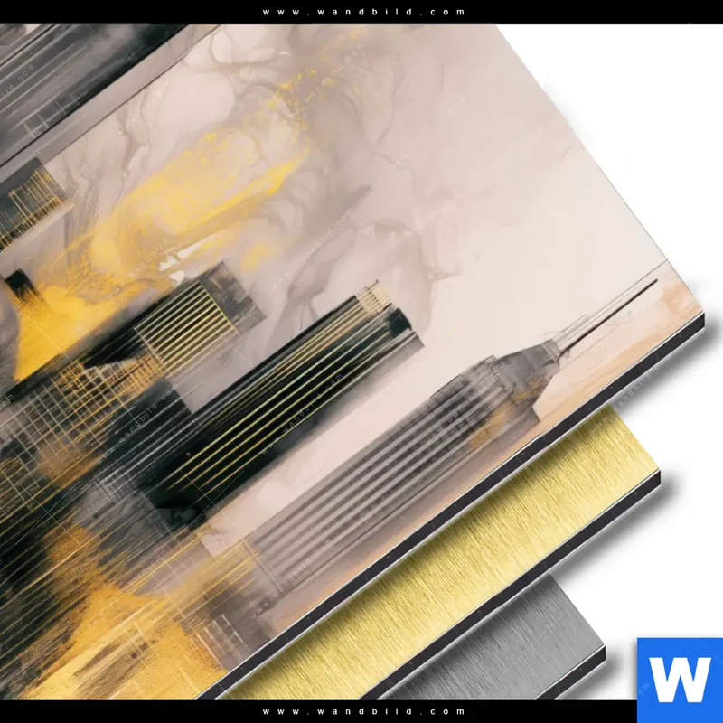 Aluminiumbild gebürstet | Metropole im Morgenlicht | Hochformat