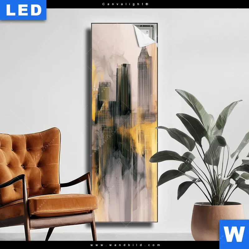 Canvalight® Leuchtbild | Metropole im Morgenlicht | Schmal