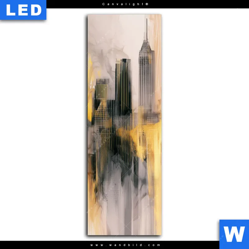 Canvalight® Leuchtbild | Metropole im Morgenlicht | Schmal