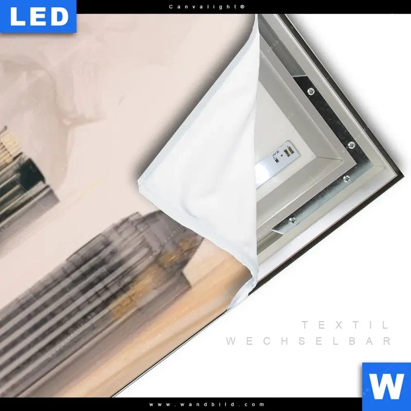 Canvalight® Leuchtbild | Metropole im Morgenlicht | Schmal