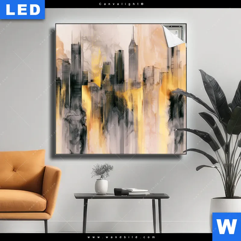 Canvalight® Leuchtbild | Metropole im Morgenlicht | Quadrat