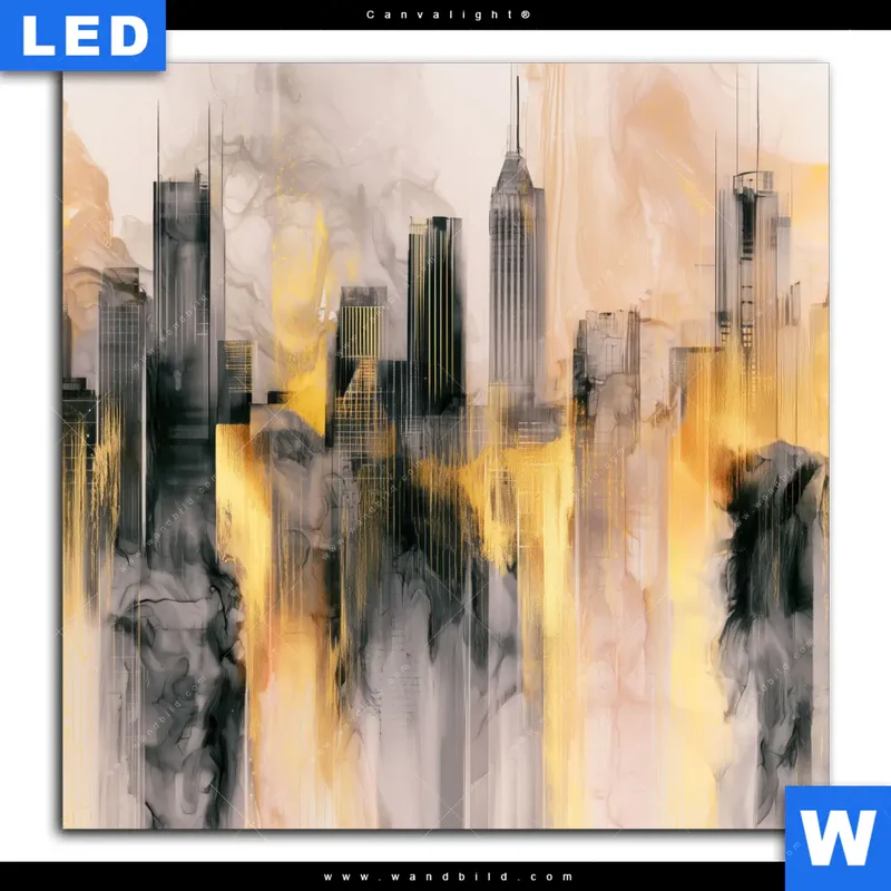 Canvalight® Leuchtbild | Metropole im Morgenlicht | Quadrat