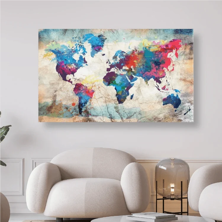 Weltkarte Grün Blau - 5D DIY Diamond Painting