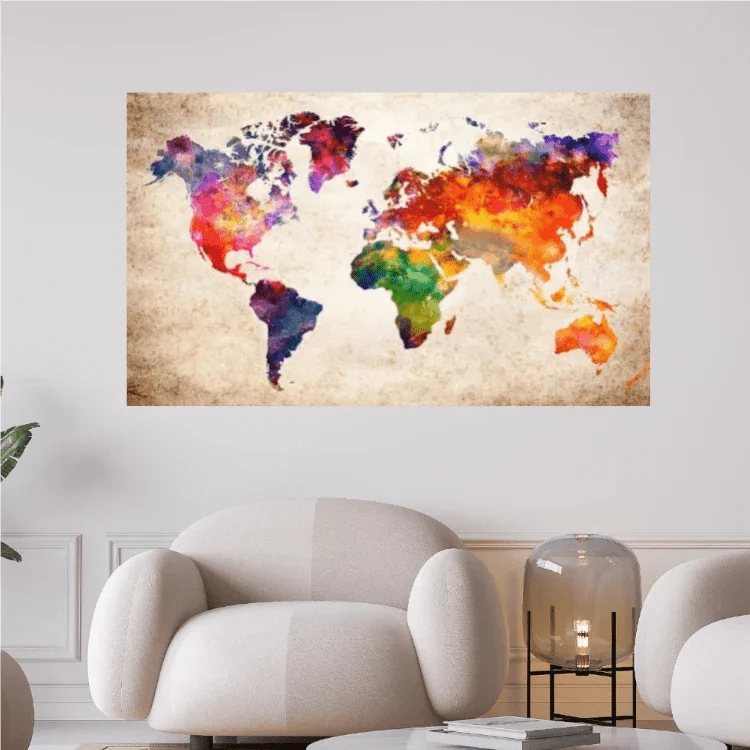Weltkarte Gelb Rot - 5D DIY Diamond Painting