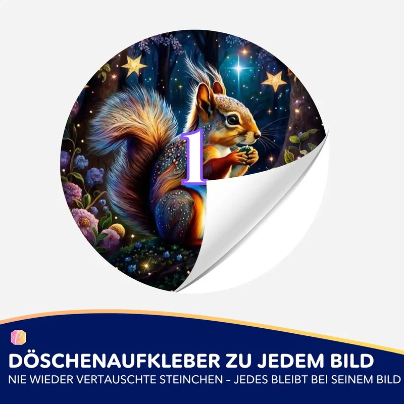 Döschenaufkleber - Eichhörnchen im Zauberwald