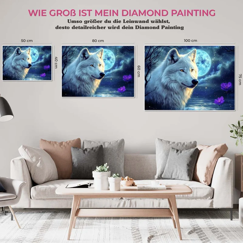 5D Diamond Painting – Einsamer Wolf im Mondlicht