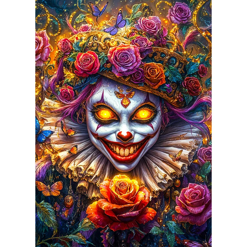 5D Diamond Painting – Grinsender Clown der Rosen