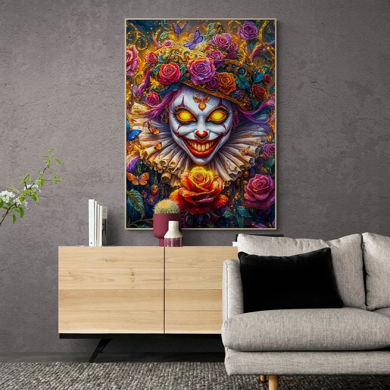 5D Diamond Painting – Grinsender Clown der Rosen
