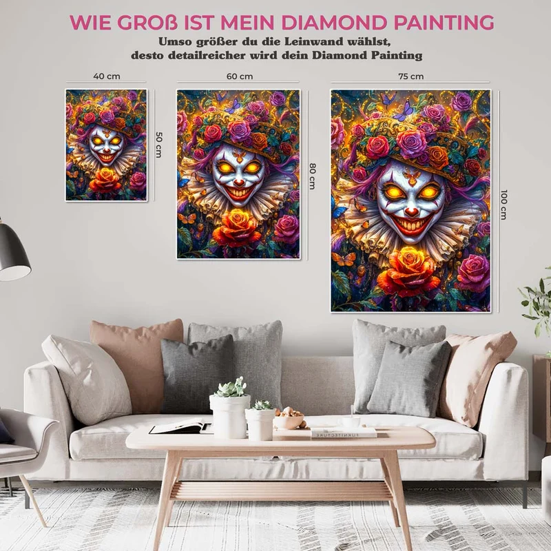 5D Diamond Painting – Grinsender Clown der Rosen