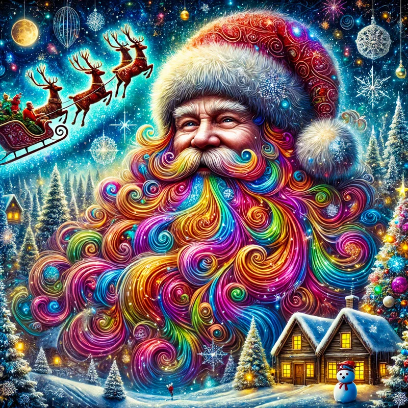 5D Diamond Painting – Bunter Weihnachtsmann im Winterwunderland