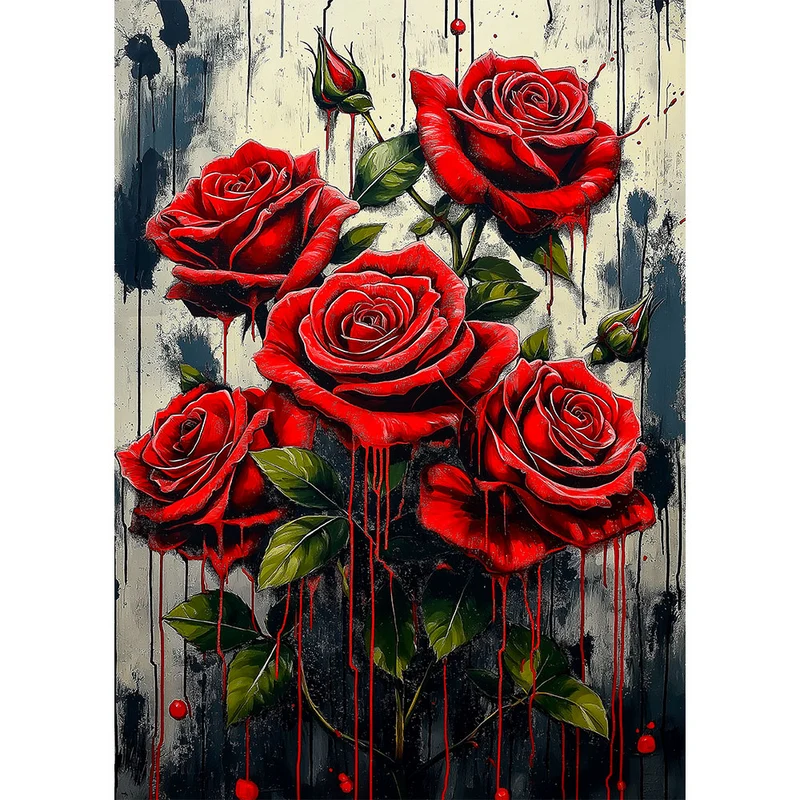 5D Diamond Painting – Blutrosen der Leidenschaft