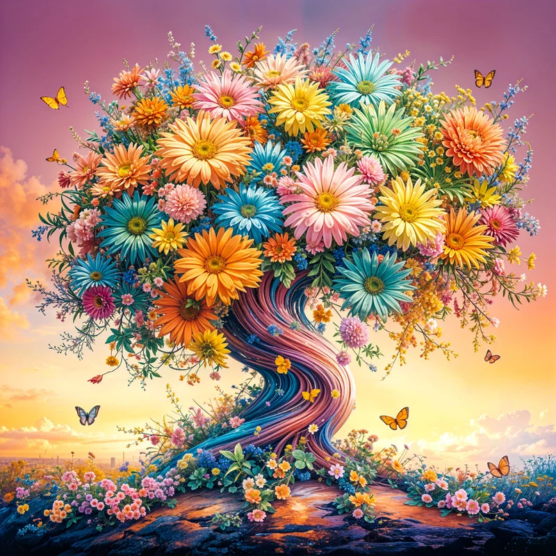 5D Diamond Painting – Blütenbaum des Lebens