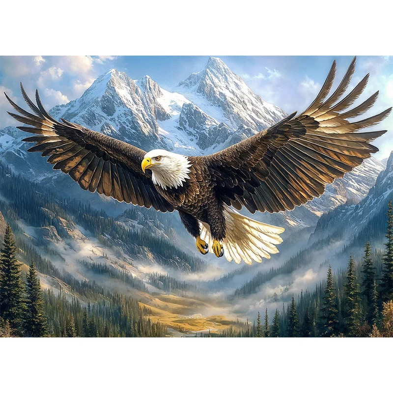 5D Diamond Painting – Adler in majestätischer Berglandschaft