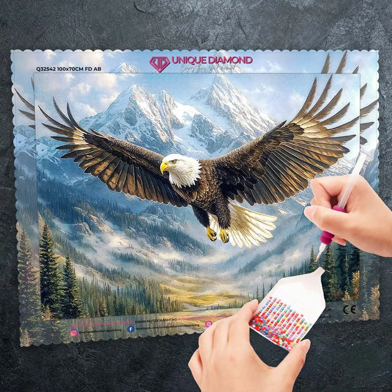 5D Diamond Painting – Adler in majestätischer Berglandschaft