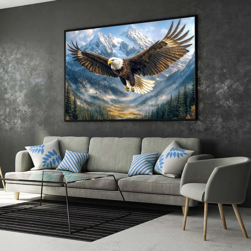 5D Diamond Painting – Adler in majestätischer Berglandschaft