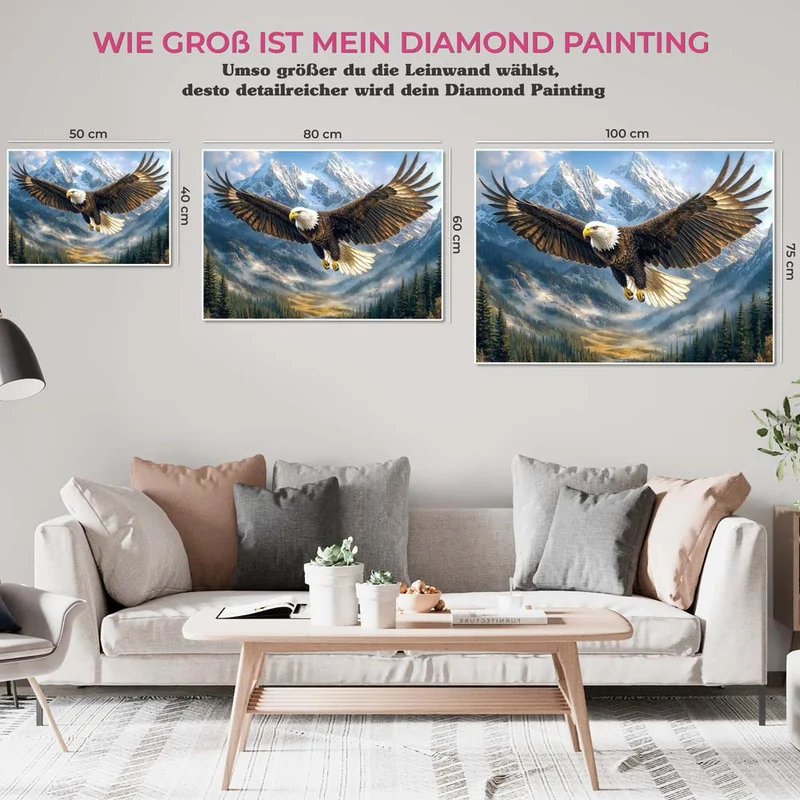5D Diamond Painting – Adler in majestätischer Berglandschaft