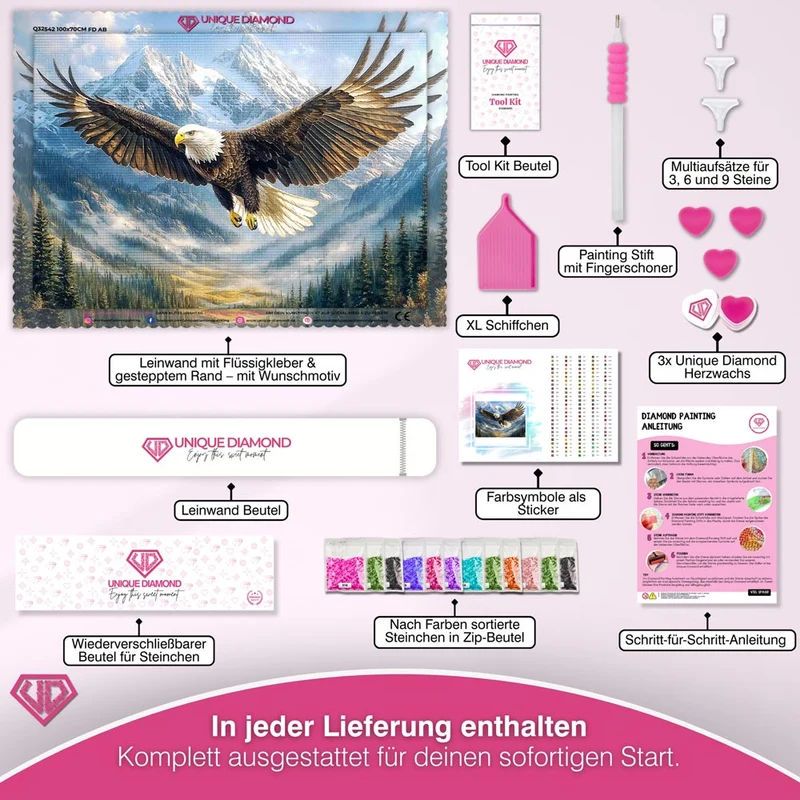 5D Diamond Painting – Adler in majestätischer Berglandschaft