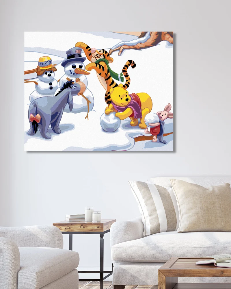 Diamond painting - WINNIE PUUH UND SEINE FREUNDE BAUEN SCHNEEMÄNNER