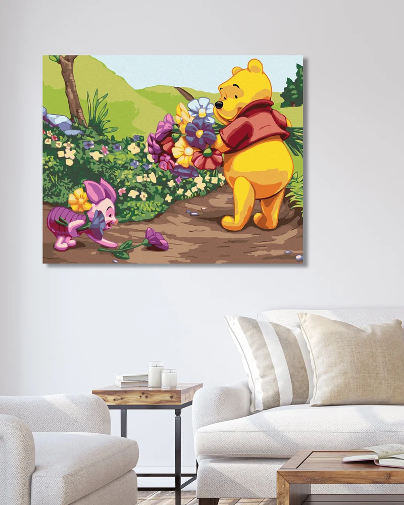 Diamond painting - WINNIE PUUH UND SCHWEINCHEN MIT BLUMEN