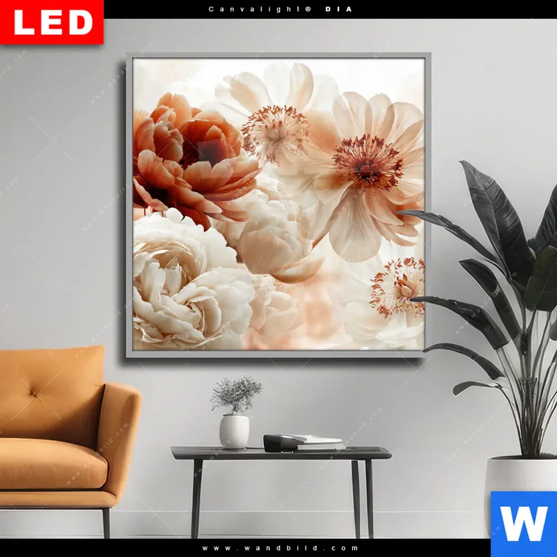 Wechselmotiv Acrylglas Canvalight® DIA | Pfingstrosen im Morgenlicht | Quadrat