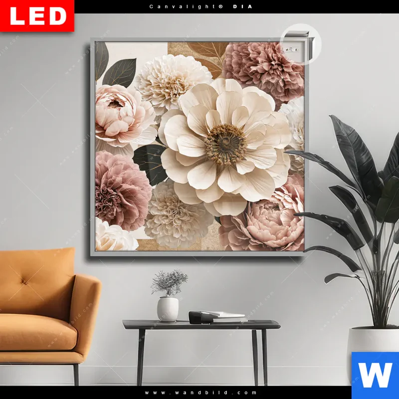 Leuchtbild Acrylglas Canvalight® DIA | Rosé Garden | Quadrat