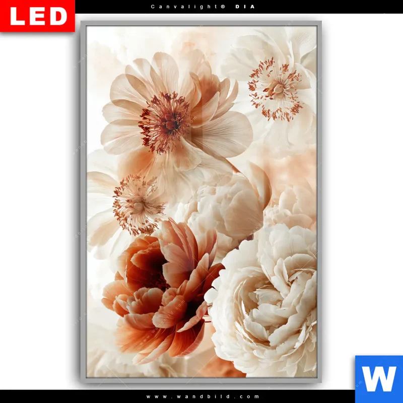 Leuchtbild Acrylglas Canvalight® DIA | Pfingstrosen im Morgenlicht | Hochformat