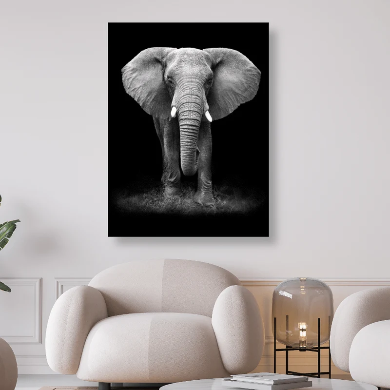 Stehender Elefant in schwarz weiss - 5D DIY Diamond Painting