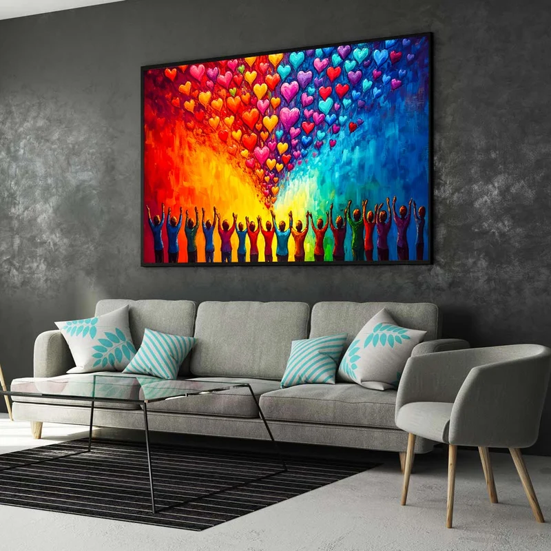 5D Diamond Painting – Farbenfrohe Herzen und Menschen