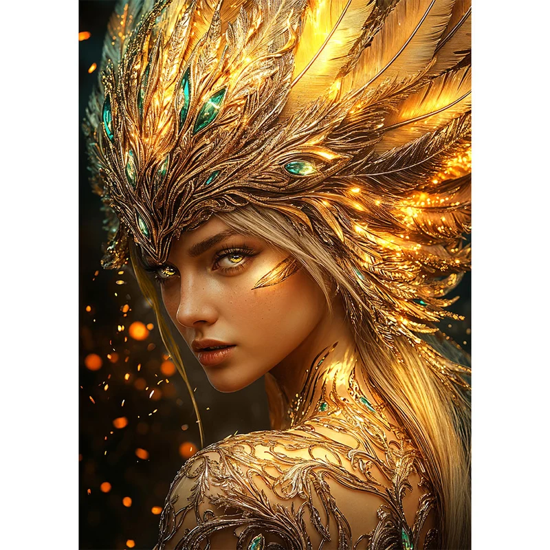 5D Diamond Painting – Goldene Göttin mit Kristallkrone