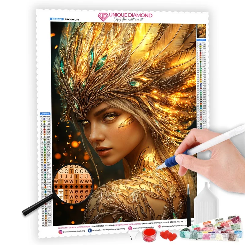 5D Diamond Painting – Goldene Göttin mit Kristallkrone