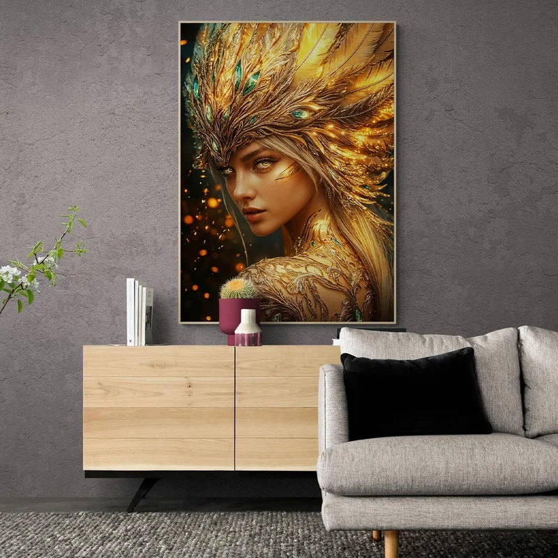 5D Diamond Painting – Goldene Göttin mit Kristallkrone