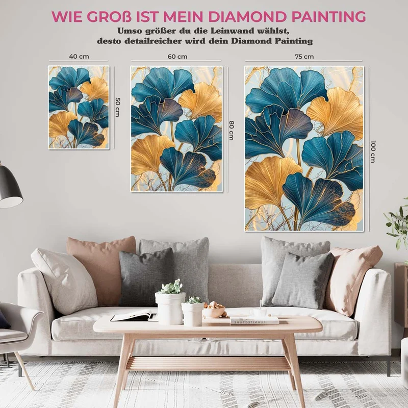 5D Diamond Painting – Ginkgo-Blätter