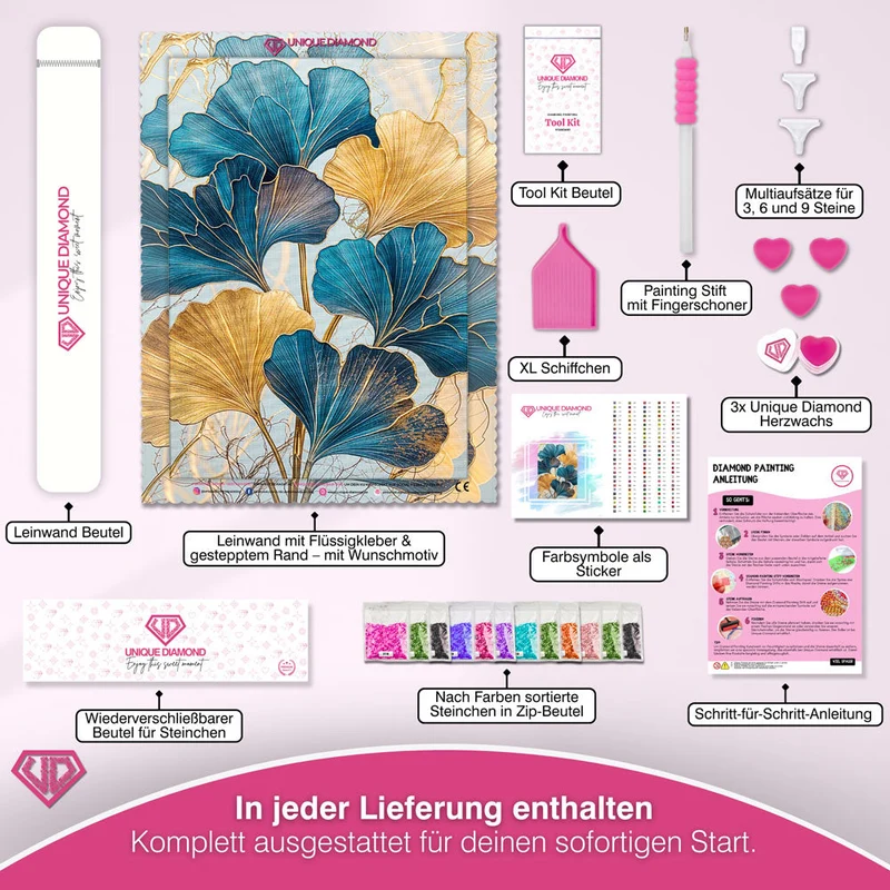 5D Diamond Painting – Ginkgo-Blätter