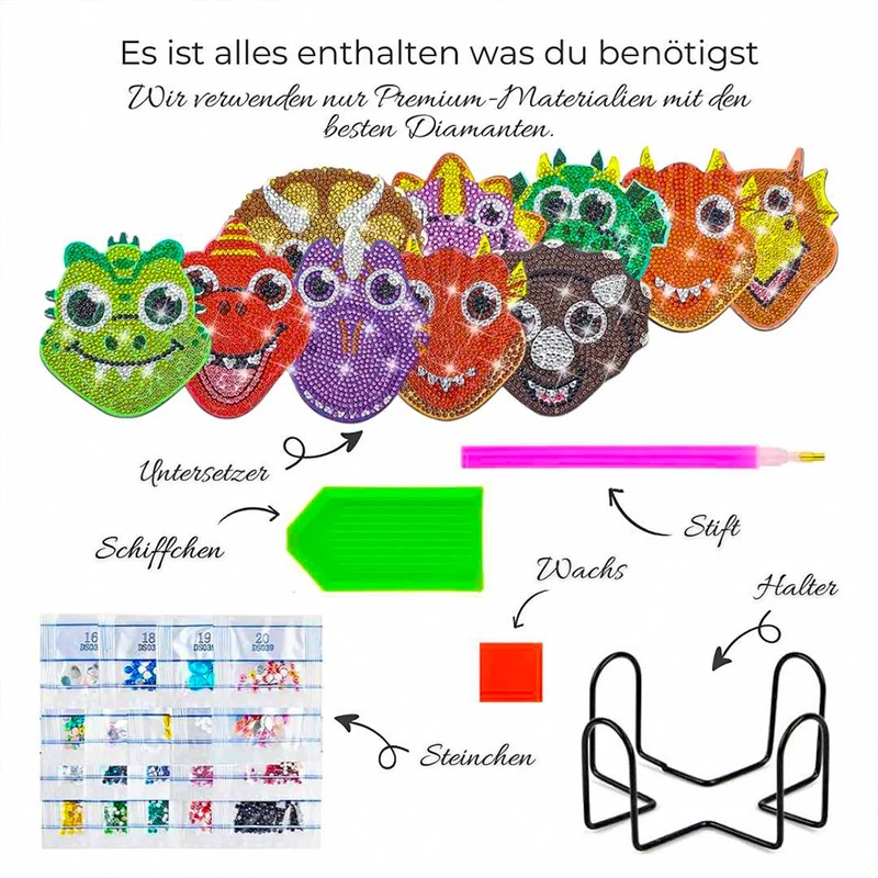 5D Diamond Painting Untersetzer Dinosaurier