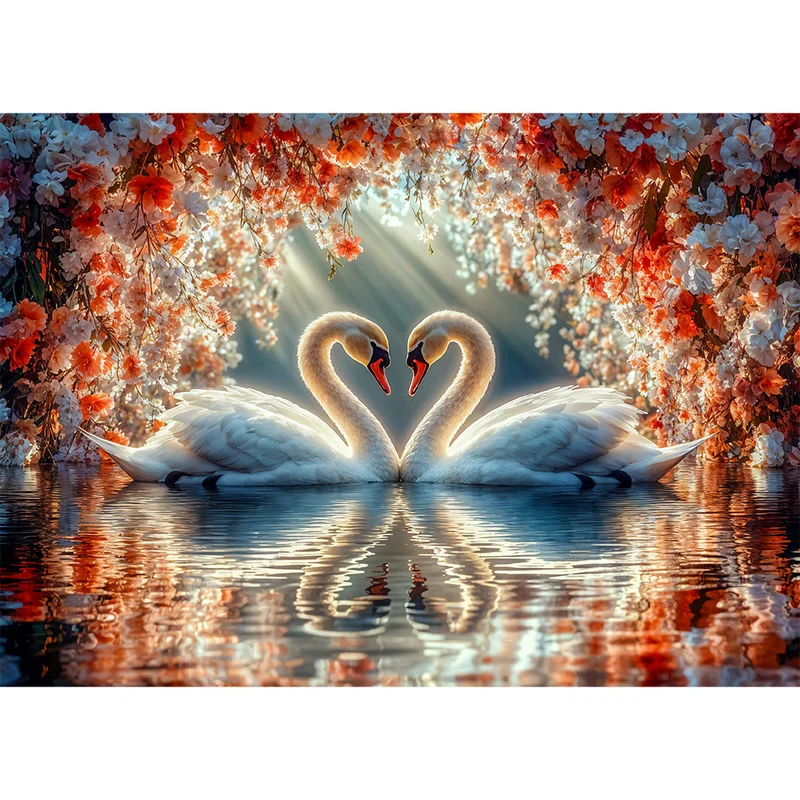 5D Diamond Painting – Zwei Schwäne in Liebe