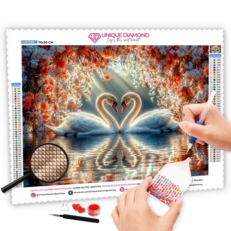 5D Diamond Painting – Zwei Schwäne in Liebe