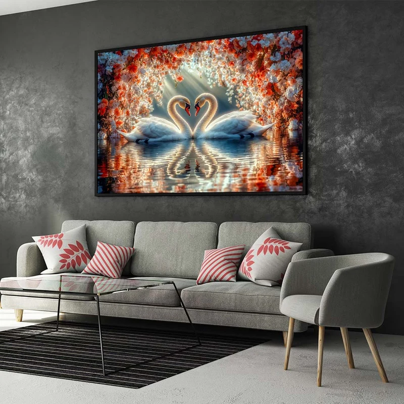 5D Diamond Painting – Zwei Schwäne in Liebe