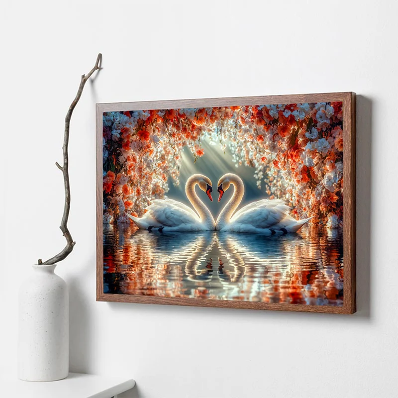 5D Diamond Painting – Zwei Schwäne in Liebe