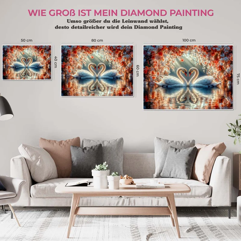 5D Diamond Painting – Zwei Schwäne in Liebe