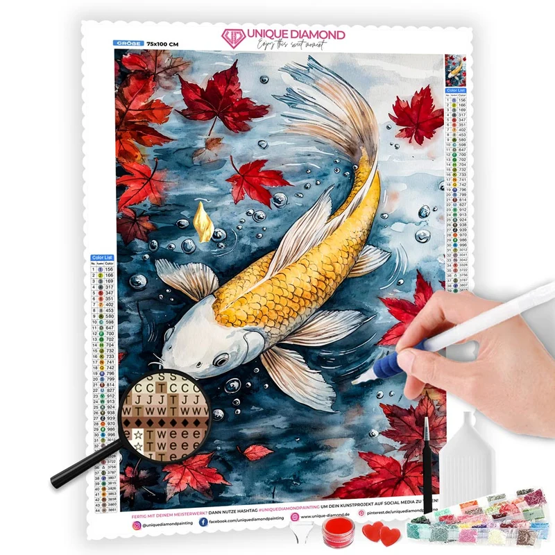 5D Diamond Painting – Koi-Fisch und Herbstblätter