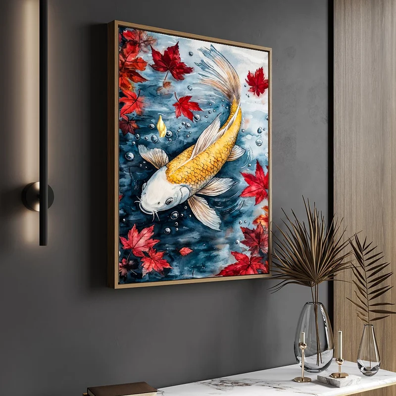 5D Diamond Painting – Koi-Fisch und Herbstblätter