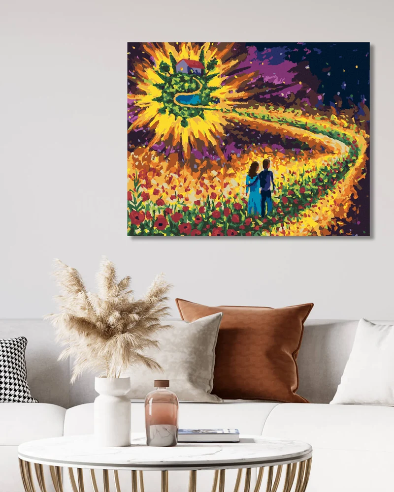 Diamond painting - VERLIEBTES PAAR AUF DEM BLUMENWEG