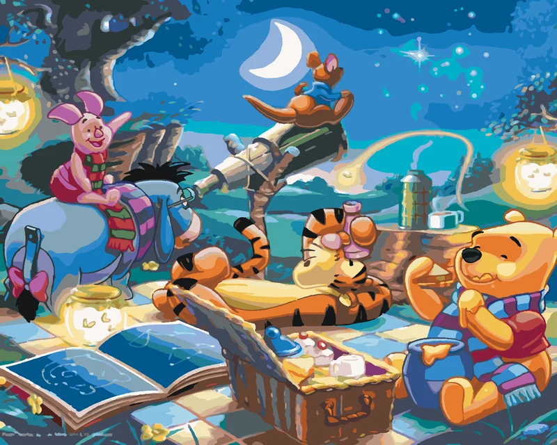 Diamond painting - WINNIE PUUH UND SEINE FREUNDE BEOBACHTEN DIE STERNE