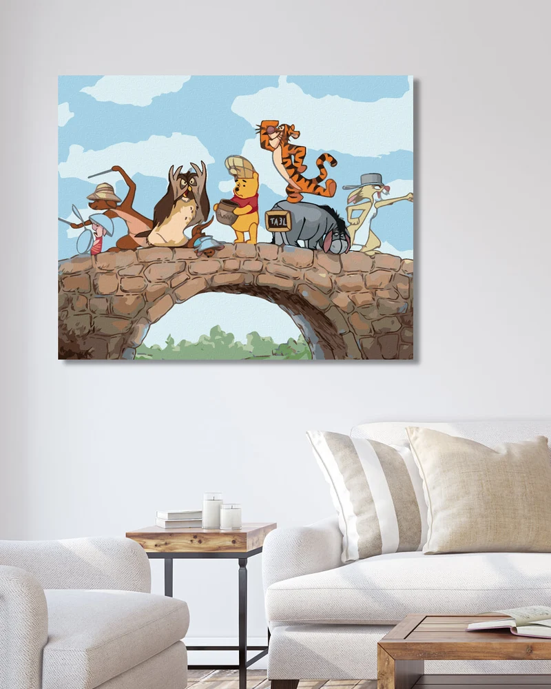 Diamond painting - WINNIE PUUH UND SEINE FREUNDE AUF DER BRÜCKE