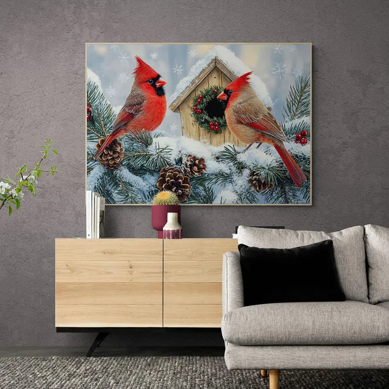 5D Diamond Painting – Winterliche Kardinäle