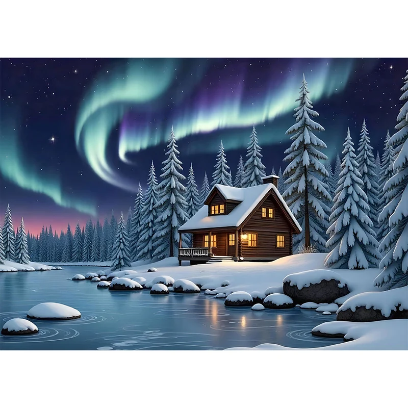 5D Diamond Painting – Polarzauber im Winterwald