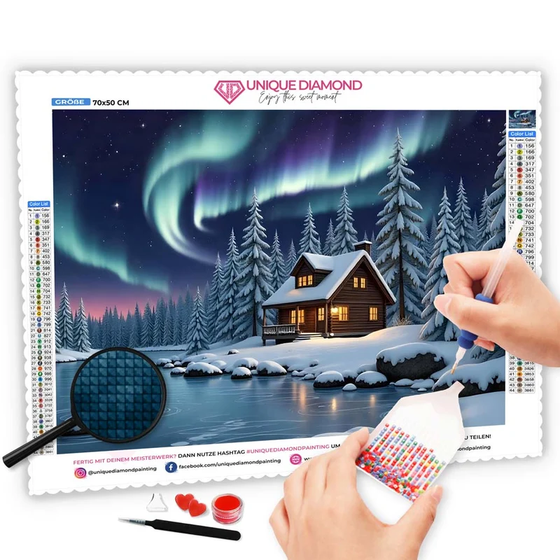 5D Diamond Painting – Polarzauber im Winterwald
